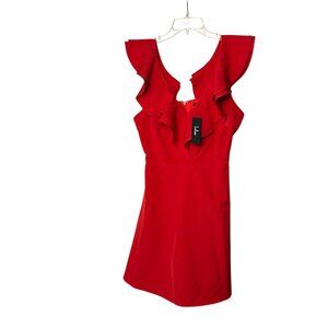 NWT Lulus Womens Size Large Red Sleeveless Ruffle Detail Mini Dress Valentine